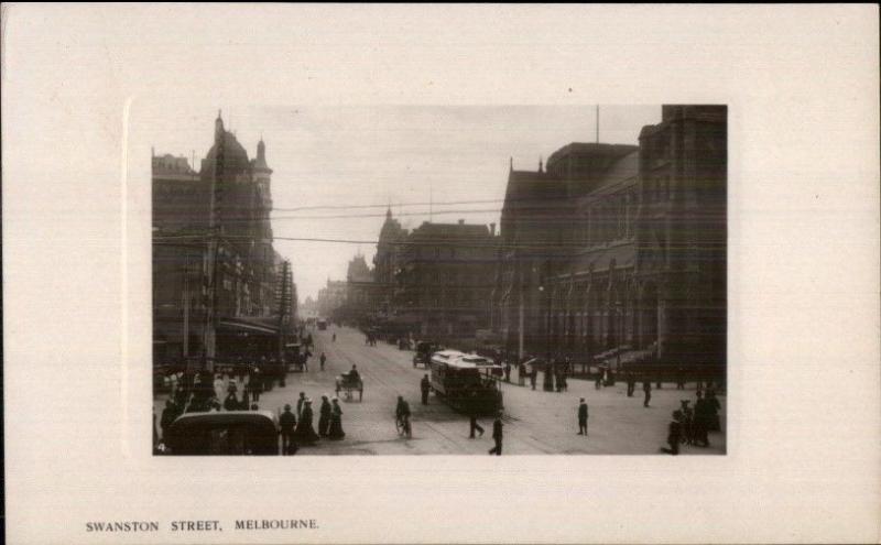 Melbourne Australia Swanston Street c1910 Real Photo Postcard