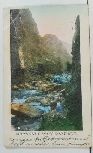 Shoshoni Canon Cody Wyoming Hand Colored Postcard L19