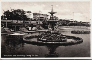 South Africa Fountain and Paddling Ponds Durban Vintage Postcard C039