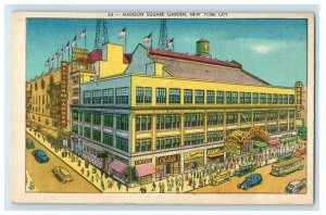 c1940's Madison Square Garden Building Street View New York City NY Postcard 