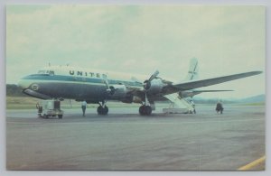 Aircraft~United Airlines DC-6B on Ground~Vintage Postcard 
