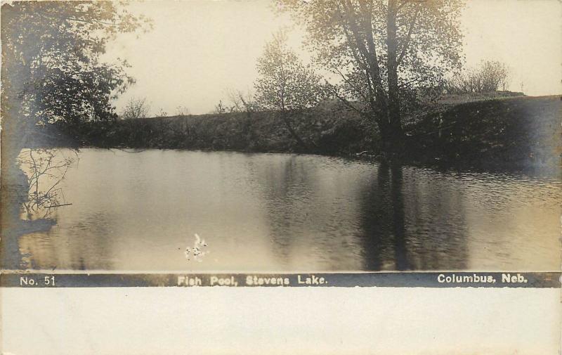 c1910 Real Photo PC; JNo.51 Fish Pool, Stevens Lake, Columbus NE Platte County