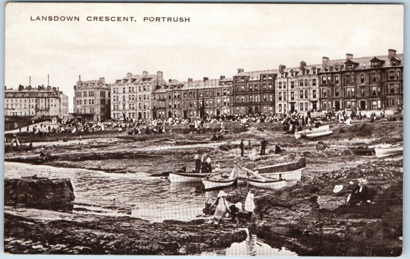 c1930s Portrush Northern Ireland Lansdown Crescent Seashore Rowing Postcard