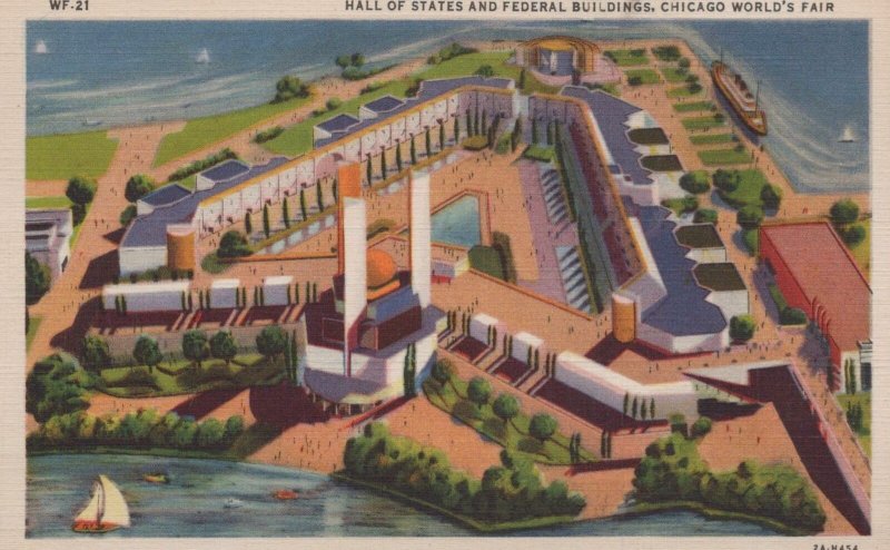 Postcar Hall of States and Federal Buildings Chicago World's Fair IL