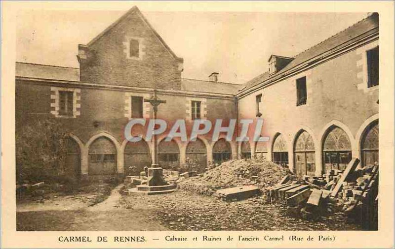 Old Postcard Carmel Rennes Calvary and Ruins of Old Carmel (Paris Street)