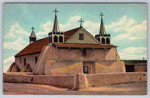 Old Church Of St Augustine, Isleta New Mexico, Vintage 1947 Linen Postcard