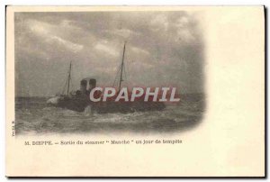Old Postcard Dieppe Released From Steamer Channel A Day Of Storm Boat