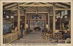 Grand Canyon National Park Arizona AZ Lodge Interior c1930s-40s Linen Postcard