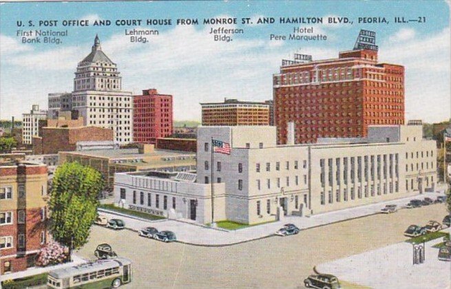 Illinois Peoria Post Office and Court House 1950