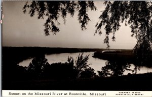 RPPC Sunset on Missouri River Boonville MO c1962 Vintage Postcard K77