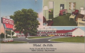 Postcard Motel DeVille New Castle Delaware DE