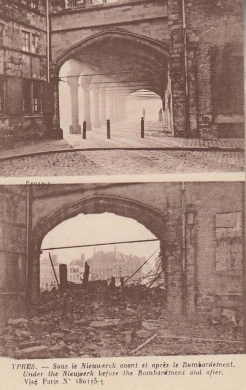 Ypres Belgium Under Nieuwerk Nieuwerck WW1 War Bomb Bombardment Damage Postcard