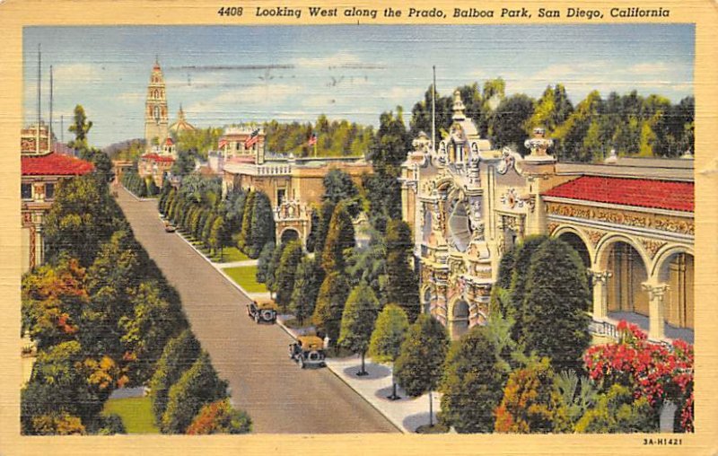 Looking West along the Prado Balboa Park San Diego California  