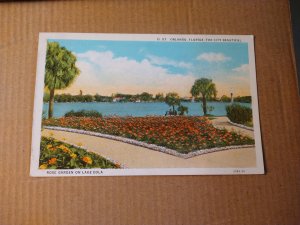 1920's Rose Garden, Lake Eola, Orlando, Florida Postcard