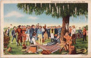 Surrender of Santa Anna April 1836 Texas TX Unused Vintage Linen Postcard H29