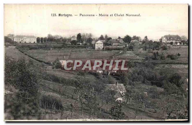 Old Postcard Panorama Mortagne Mairet and Chalet Normand