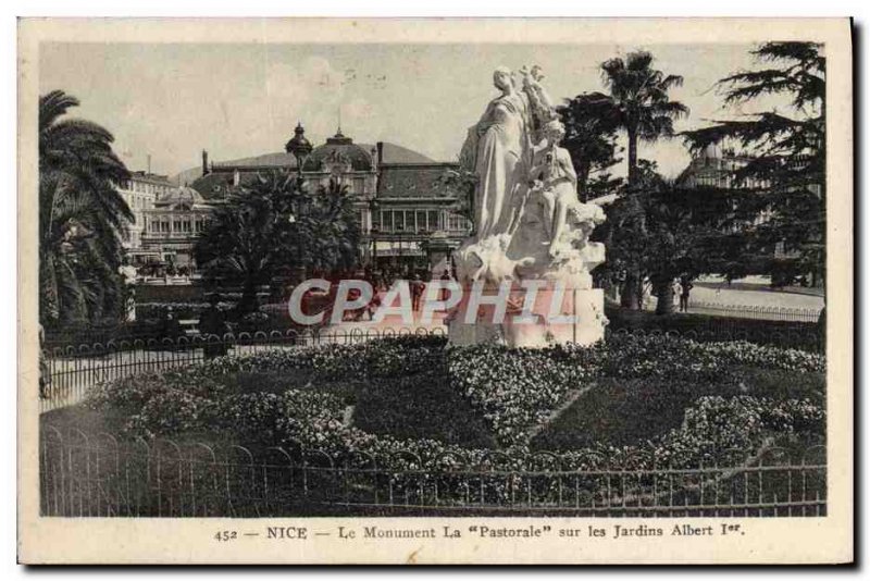 Old Postcard Nice Monument Pastoral on the Albert 1st Gardens