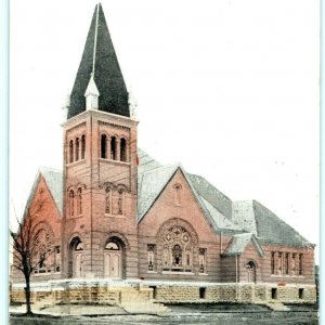 1907 Charles City, IA German ME Church Photo Hand Colored Postcard Curt Teich A5