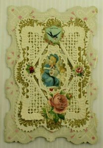 1870's-80's Paper Art Valentine Die-Cuts Paper Lace Poem Fab! 7C