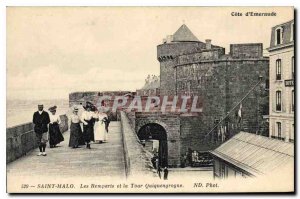 Postcard Old Saint Malo Les Remparts and the Tower Quiquengrogne