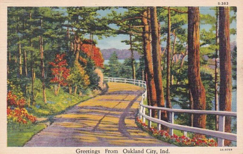 Indiana Greetings From Oakland City 1942 Curteich