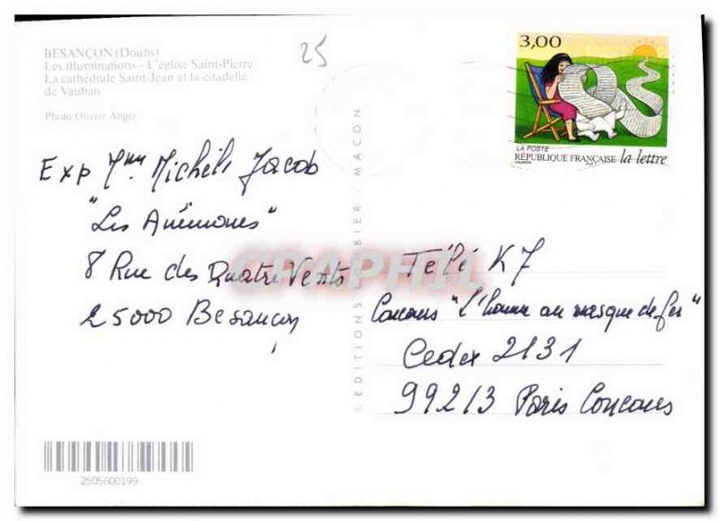 Modern Postcard Besancon lights the church Saint Pierre