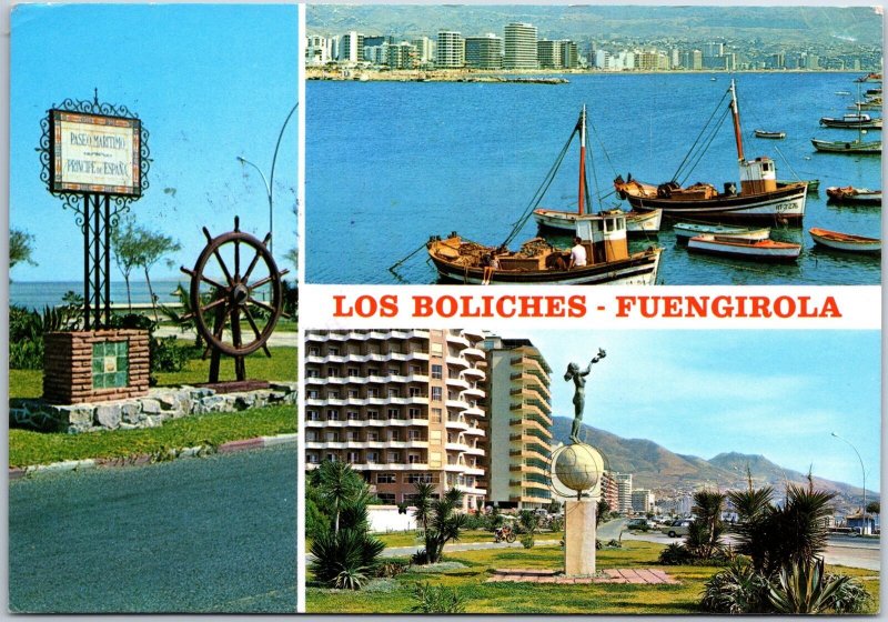 VINTAGE CONTINENTAL SIZED POSTCARD THE BEAUTIFUL VIEWS OF FUENGIROLA SPAIN 1970s