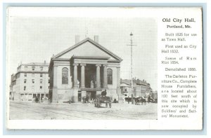 c1915 Old City Hall Scene, Portland, Maine ME Antique Unposted Postcard
