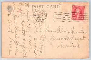 Clapsaddle Easter~Victorian Girl Leans on Brick Wall~Lily Flower Plants~WOLF