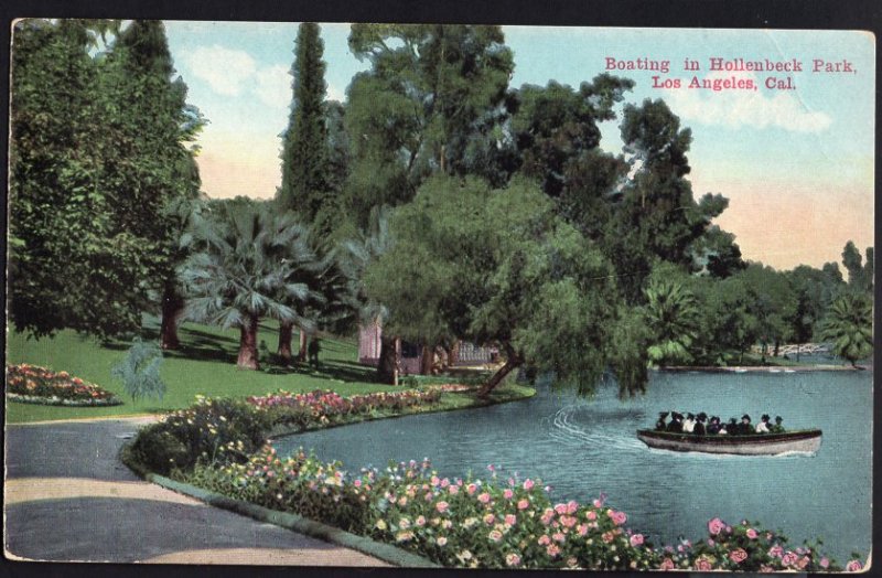 California LOS ANGELES Boating in Hollenbeck Park - DB  Van Ornum Colorprint co.