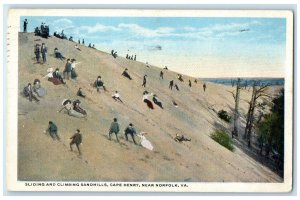 1918 Sliding Climbing Sandhills Cape Henry Norfolk Virginia VA Vintage Postcard