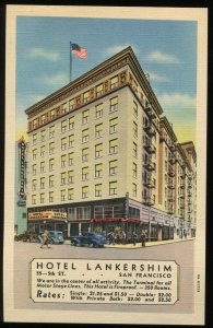 Hotel Lankershim, San Francisco. Vintage Curt Teich linen postcard