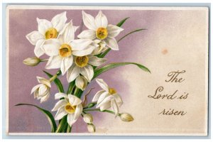 Easter Postcard Lilly Flowers The Lord Is Risen Embossed Winsch Back 1909 Posted