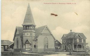 c1910 Postcard; Presbyterian Church & Parsonage, Oakes ND Dickey County Posted