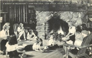 1930s Cedar Rapids Iowa Camp Fire Girls Camp Hitaga occupation Postcard 25-11328