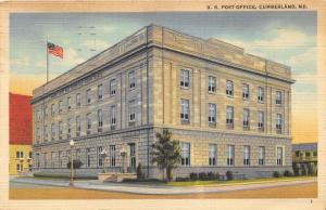 Cumberland Maryland~US Post Office Building~Postcard Mailed 1951