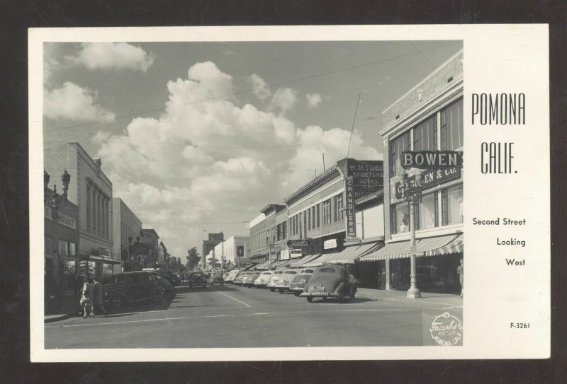 RPPC POMONA CITY CALIFORNIA DOWNTOWN STREET OLD CARS REAL PHOTO POSTCARD