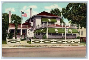 Park Ridge Illinois IL Postcard Tally Ho Flag Scene Street 1956 Posted Vintage