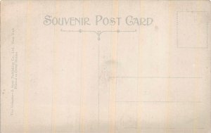 A SOUTHERN GIRL IN DRESS WITH HER DOLL & DOG BLACK AMERICANA POSTCARD (c. 1910)