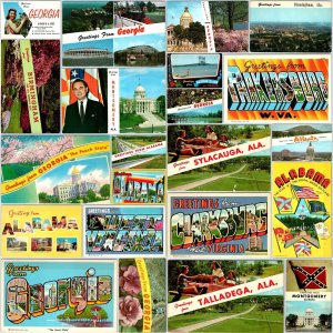 x22 MIXED STATE SET c1960s AL GA WV Greetings Chrome Photo Postcard Lot Vtg A183