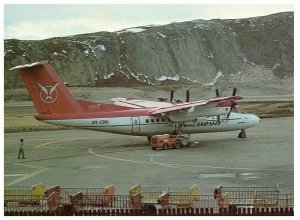 Greenlandair DeHavilland Dash 7 at Sondre Stromfjord 1983 Airplane Postcard