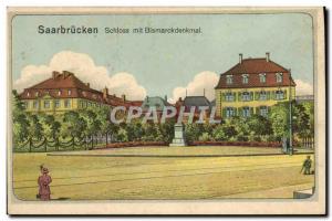 Old Postcard Saarbrucken Schloss mit Bismarckdenkaml