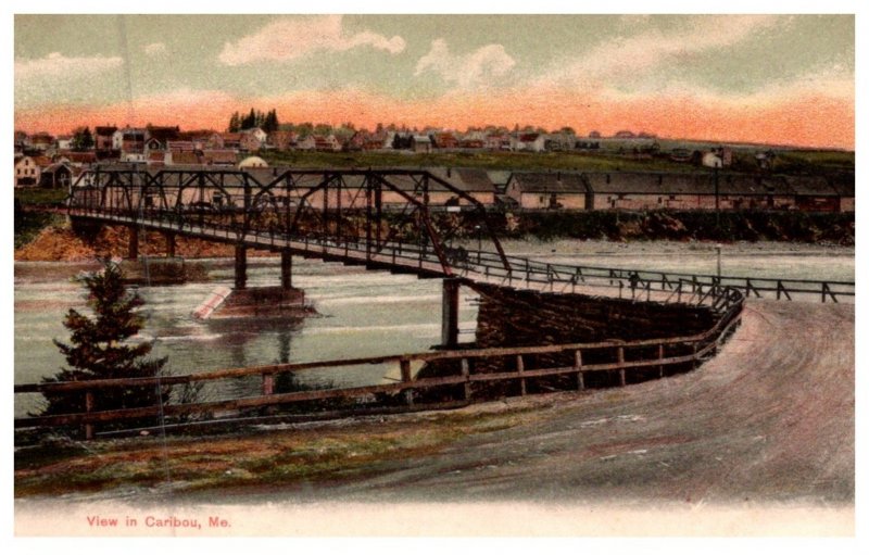 Maine  Caribou , Bridge  and View of town