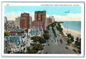Chicago Illinois IL Postcard Lake Shore Drive North From Drake Hotel Scene 1930