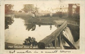Postcard RPPC 1911 Indiana Orland Mill & Dam sawmill occupational 23-13889