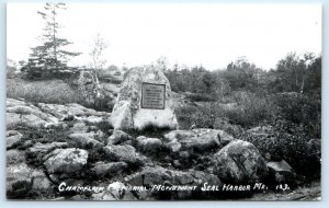 RPPC SEAL HARBOR, Maine ME ~ CHAMPLAIN MEMORIAL Monument c1950s Postcard