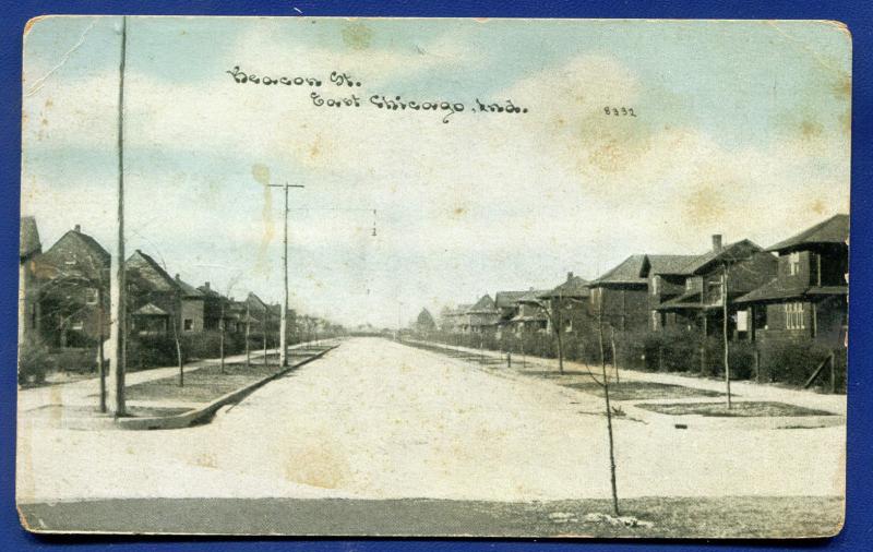 East Chicago Indiana in Beacon Street view old postcard