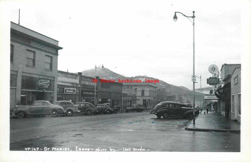 ID, Saint Maries, Idaho, RPPC, Street Scene,40s Cars,Leo's Studio Photo No 47167