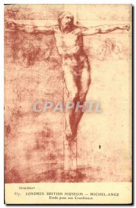 Old Postcard London British Museum Michelangelo's Study for a Crucifixion