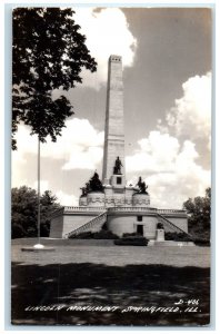 c1940's View Of Lincoln Monument Springfield Illinois IL RPPC Photo Postcard
